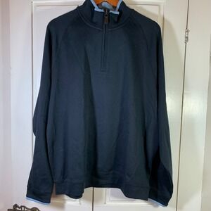 Paul Stuart Mens Blue Pima Cotton 1/4 Zip Pullover XXL 2XL Preppy Golf Casual